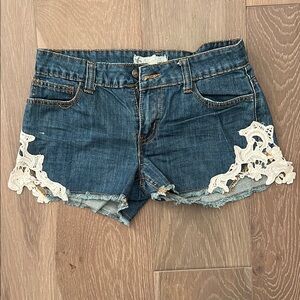 Altard State Lace Trim Denim Shorts